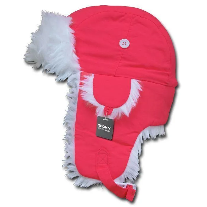 1 Dozen Decky Aviator Bomber Trooper Neon Faux Fur Ear Flap Hats Caps Wholesale