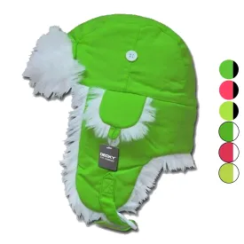 1 Dozen Decky Aviator Bomber Trooper Neon Faux Fur Ear Flap Hats Caps Wholesale