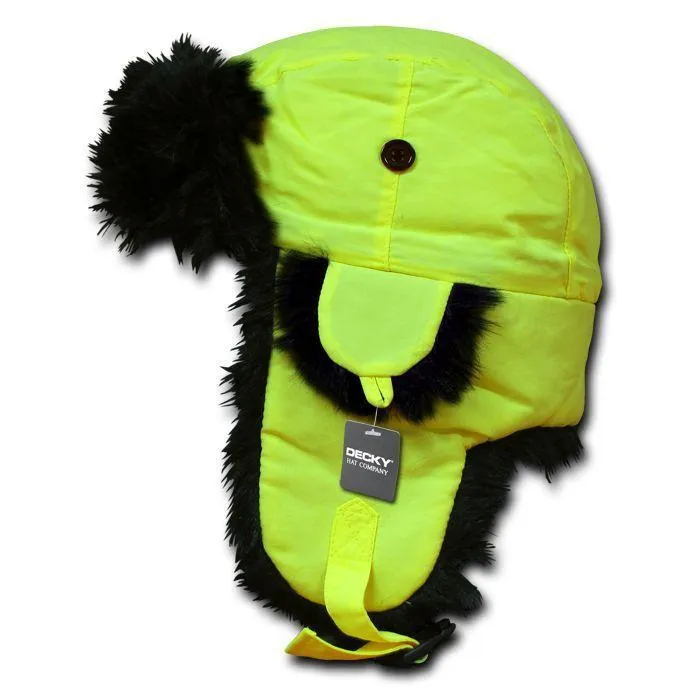 1 Dozen Decky Aviator Bomber Trooper Neon Faux Fur Ear Flap Hats Caps Wholesale