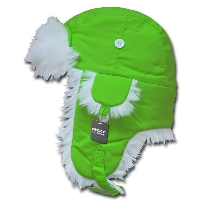 1 Dozen Decky Aviator Bomber Trooper Neon Faux Fur Ear Flap Hats Caps Wholesale