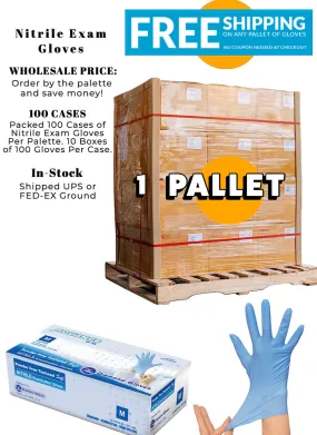 1 Pallet of 3.5X Nitrile Gloves, Exam Grade (100,000 Count)