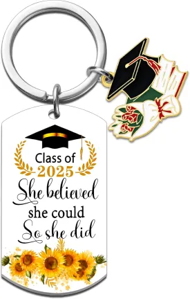 2025 Graduation Gifts for Her Callege Graduation Gifts for Women Class of 2025 Keychain High School Graduate Gift for Her Masters Degree University Senior Student Grad Gift for Her