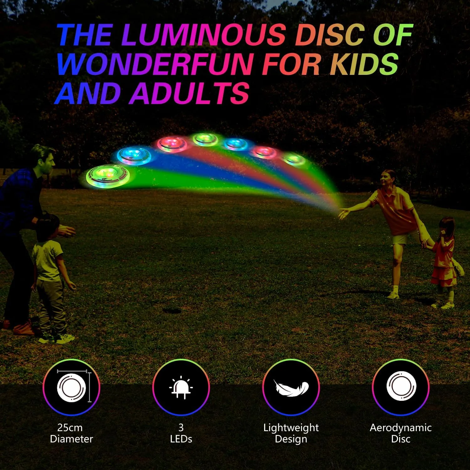 3 in 1 LED Flying Disc Spinning Tops Fingertip Juggling-Multifunctional Flying disc for Kids & Adults All Ages-for Outdoors & Families Party Camping(Green)