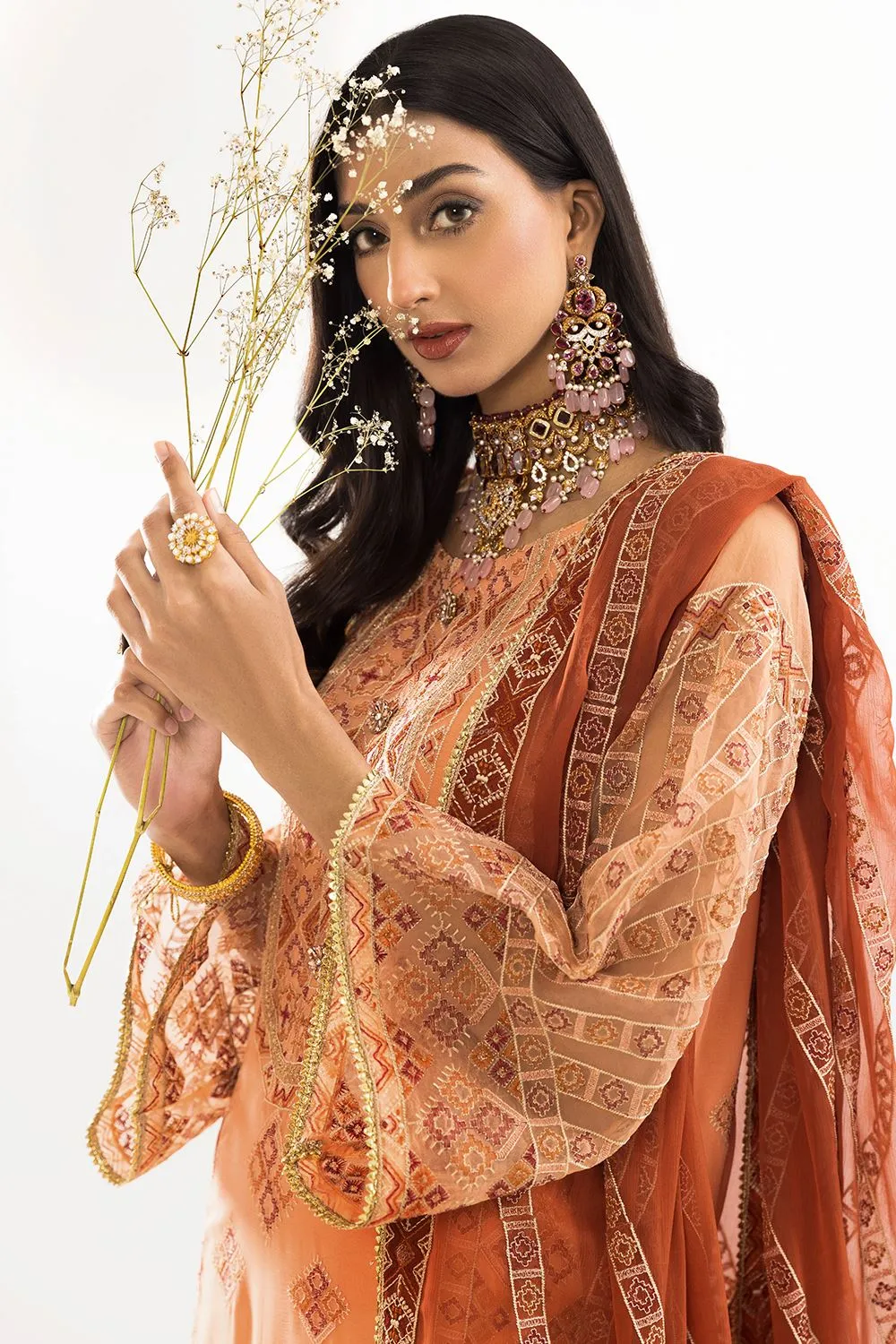 3 Pcs Unstitched EMB Chiffon Suit KNAC-1766