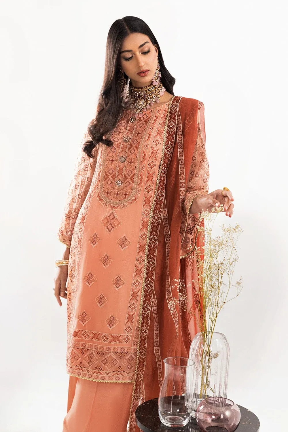 3 Pcs Unstitched EMB Chiffon Suit KNAC-1766