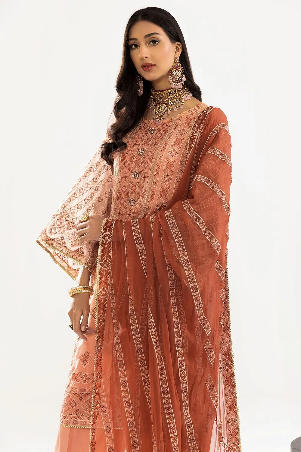 3 Pcs Unstitched EMB Chiffon Suit KNAC-1766