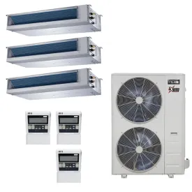 39,000 BTU 22.2 SEER2 ACiQ 3-Zone Concealed Duct Mini Split System w/ Extreme Heat - 9 12 18