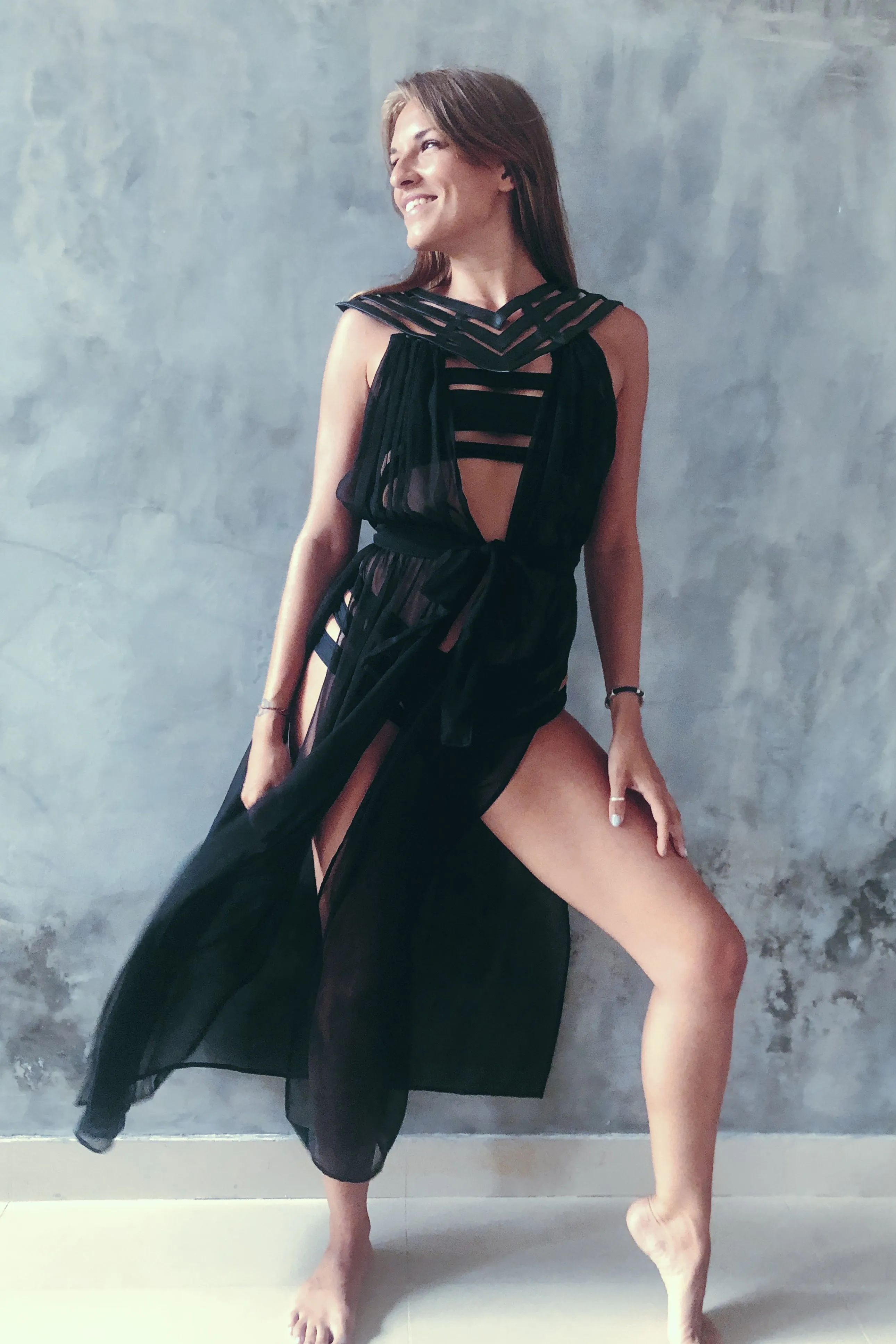 5D x Stellar Dust Chevron Cage Dress - silk