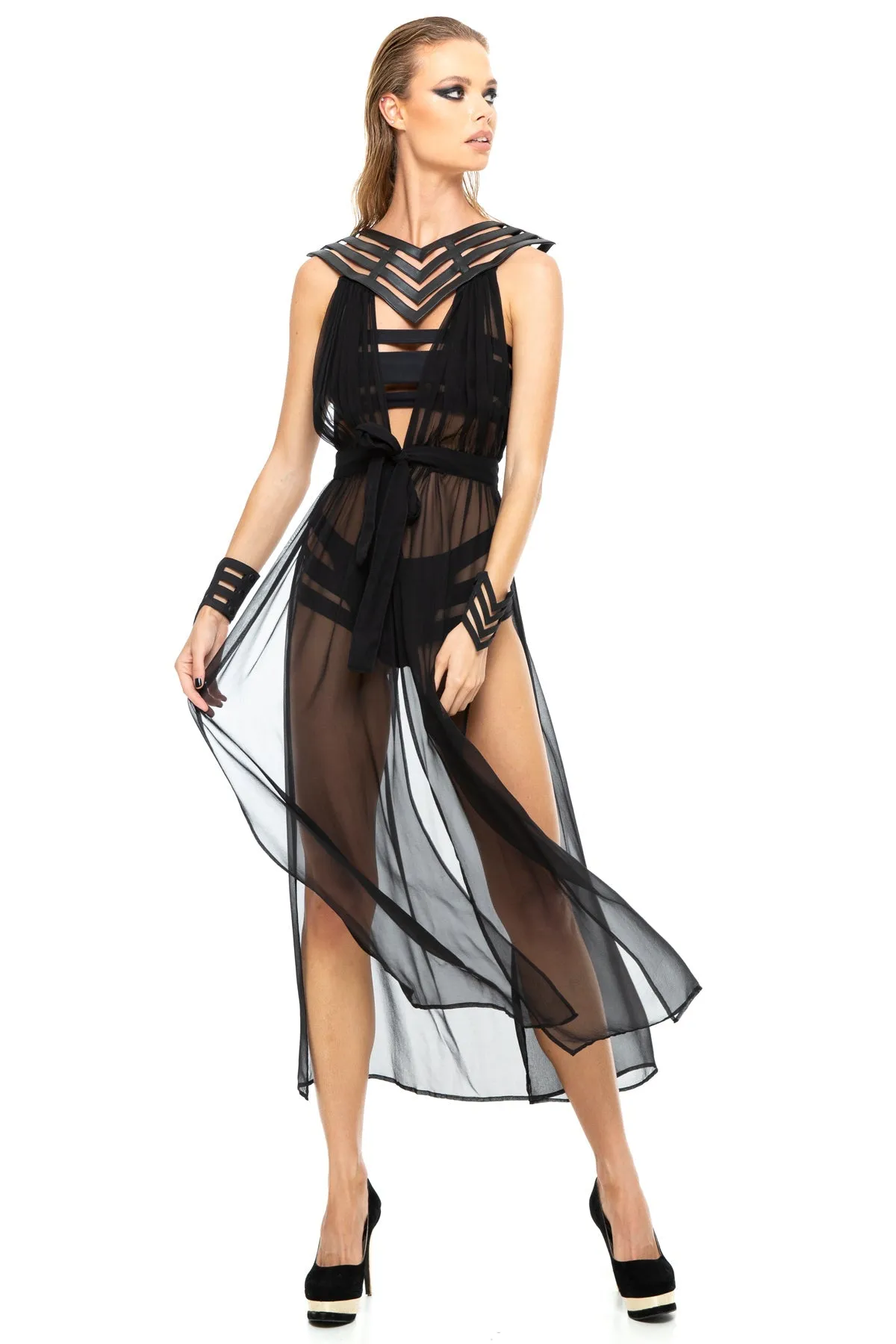 5D x Stellar Dust Chevron Cage Dress - silk