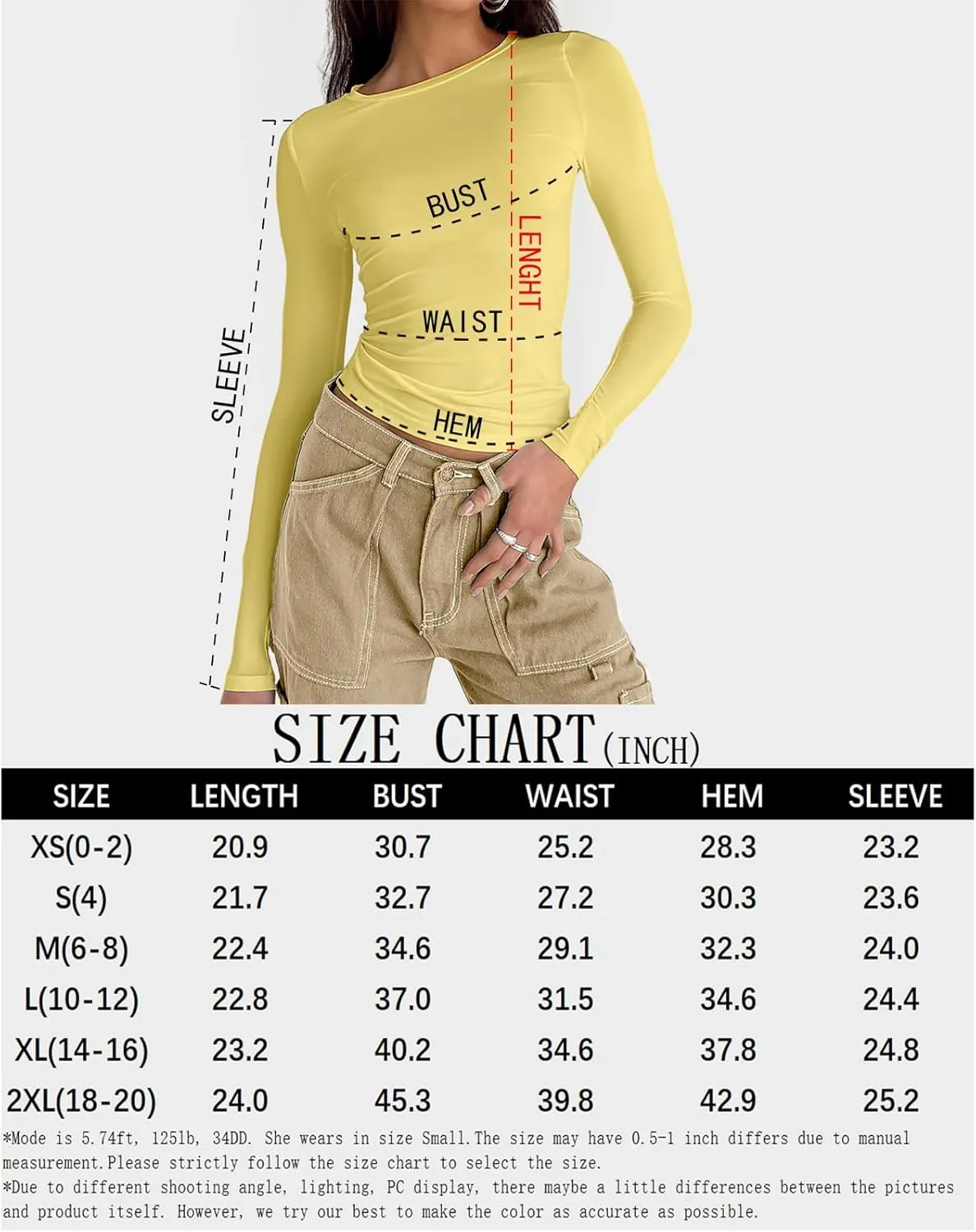 Abardsion Women's Long Sleeve Shirts Spring 2025 Casual Basic Going Out Crop Tops Slim Fit Tight Y2K Clothes