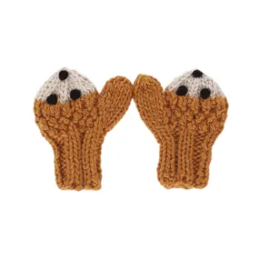 Acorn Bear Face Mittens - Caramel