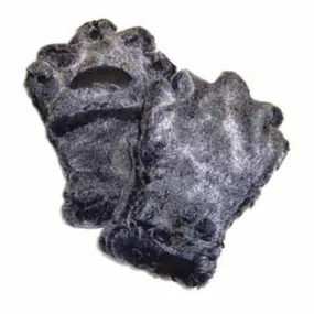 Adult Black/Grey Faux Fur Mittens
