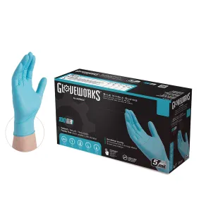 AMMEX Gloveworks Blue Nitrile Industrial Latex Free Disposable Gloves (Case of 1000)- INPF