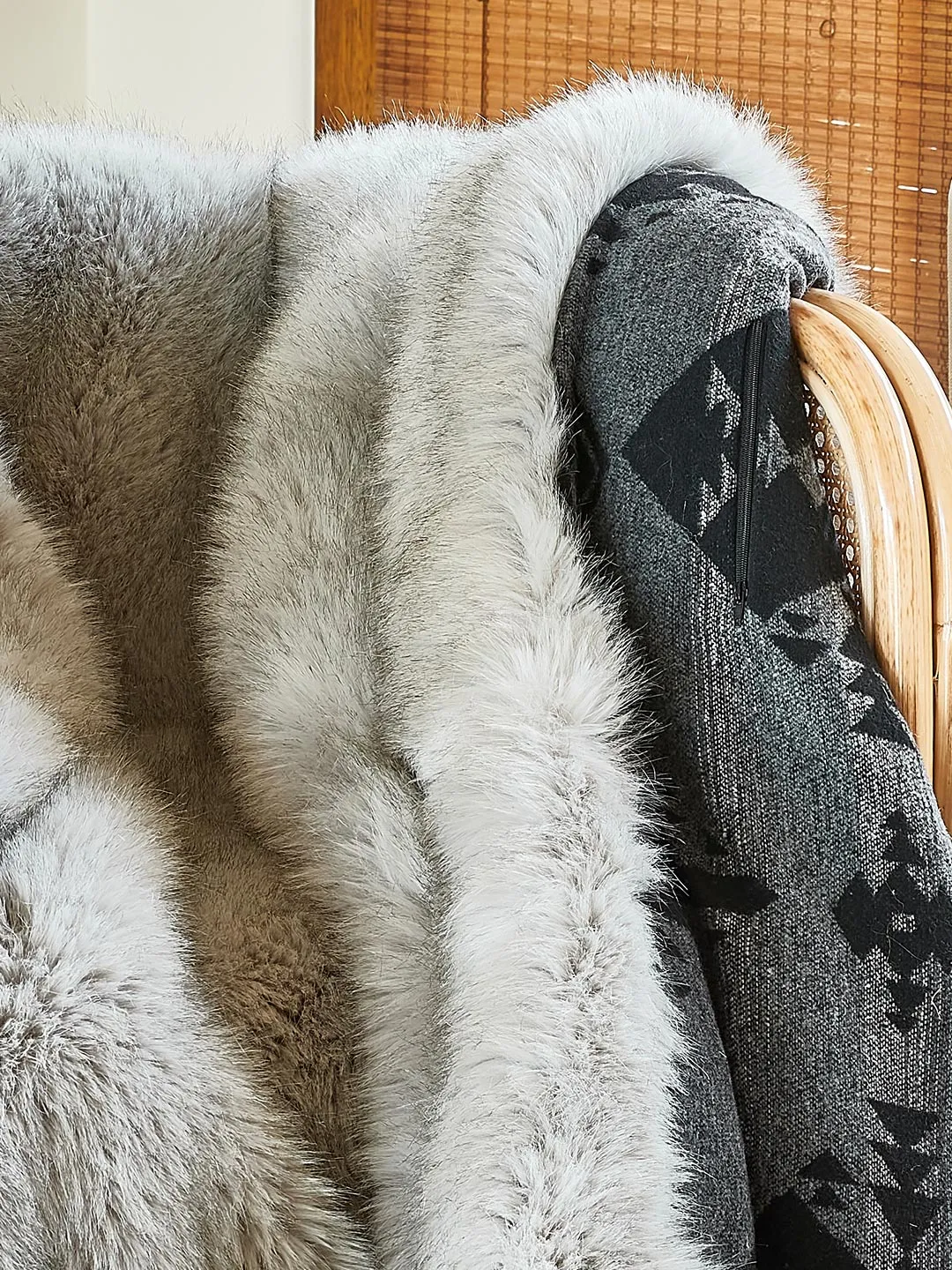 Arctic Wolf Faux Fur Throw
