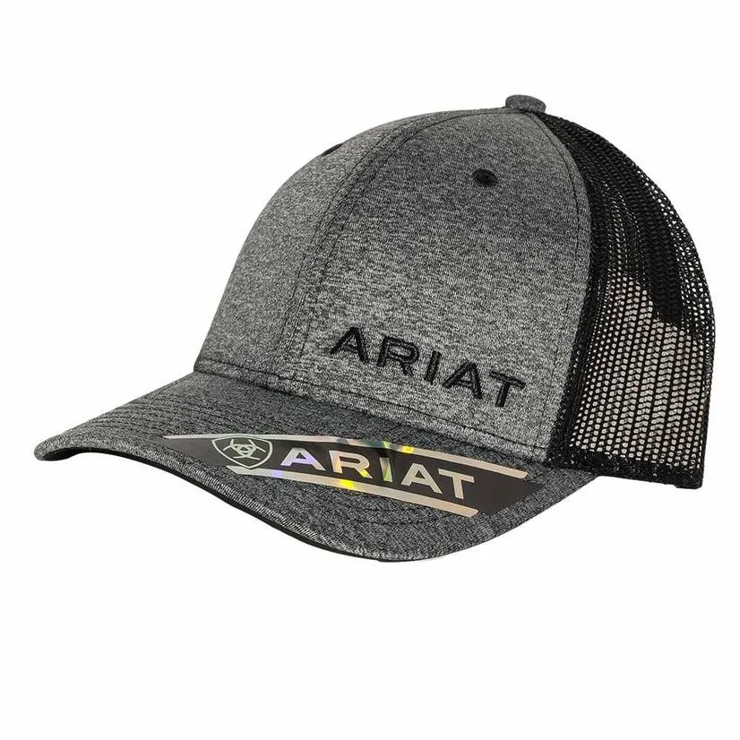 Ariat Men's Heather Grey with Black Logo Ball Cap