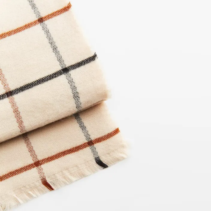 BerriesJam - Beige White Plaid Mini Lady Scarf