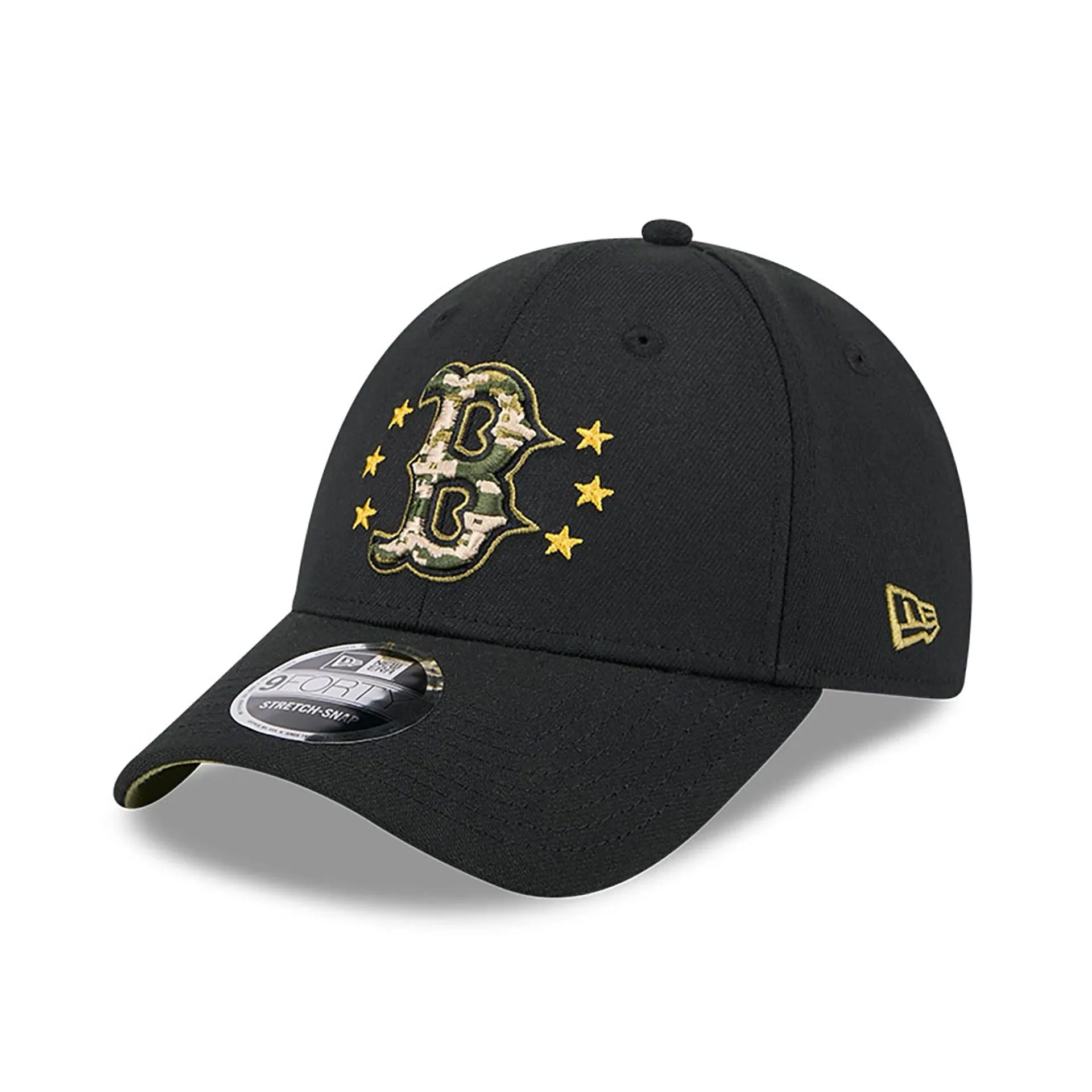 Boston Red Sox MLB Armed Forces Day 2024 Black 9FORTY Stretch Snap Cap