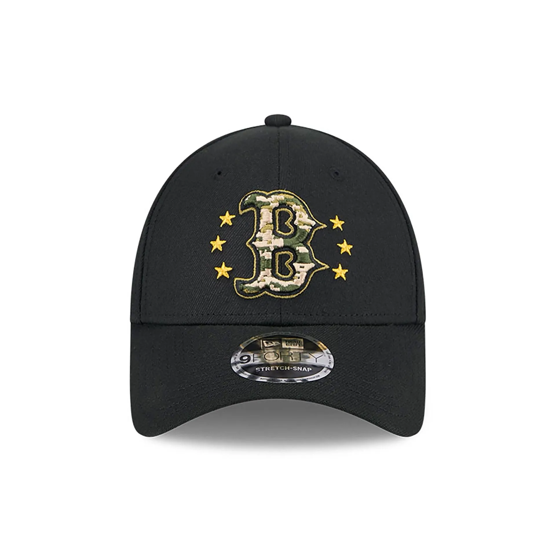 Boston Red Sox MLB Armed Forces Day 2024 Black 9FORTY Stretch Snap Cap