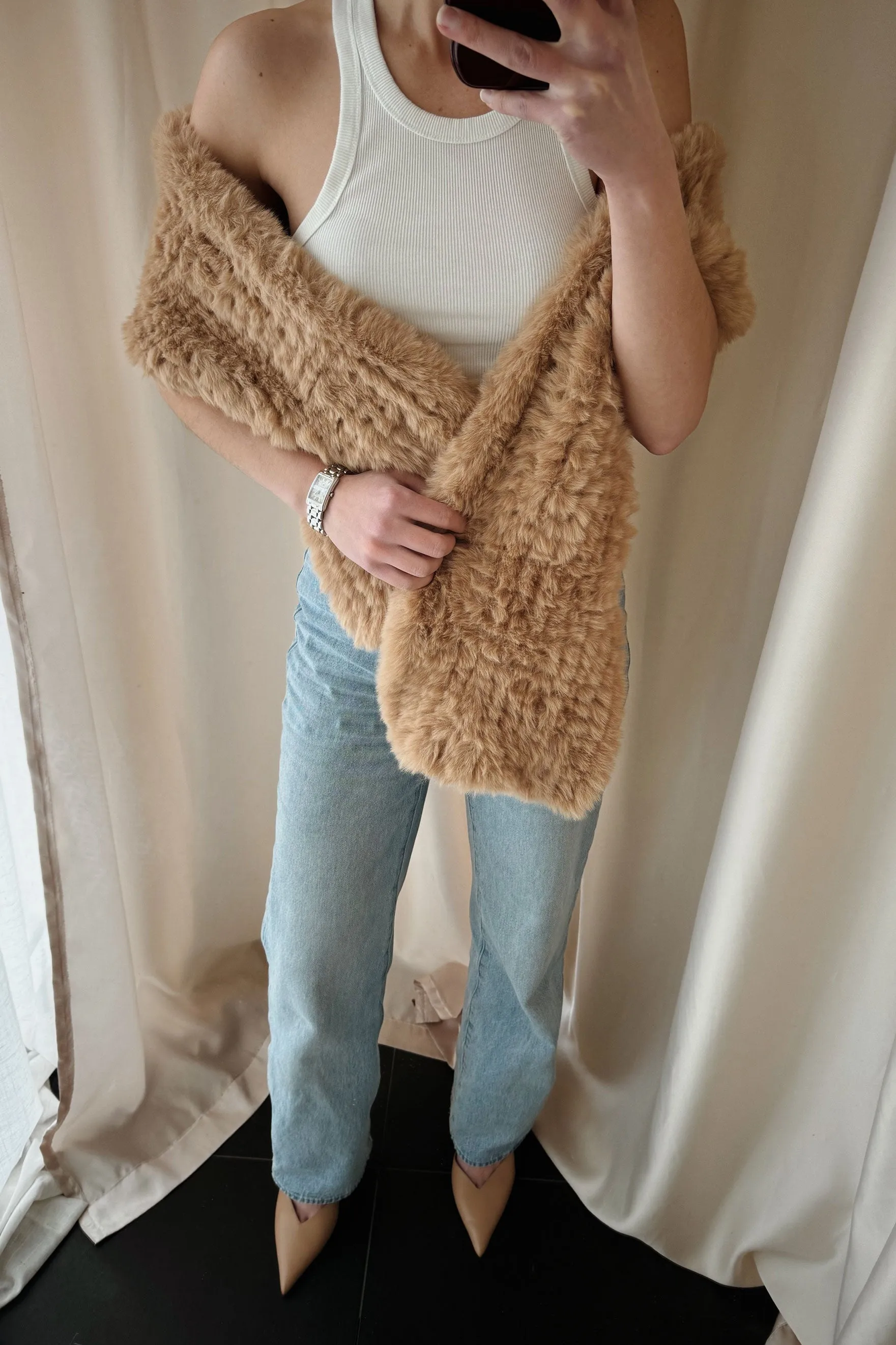 Bridal Faux Rome Scarf - Beige