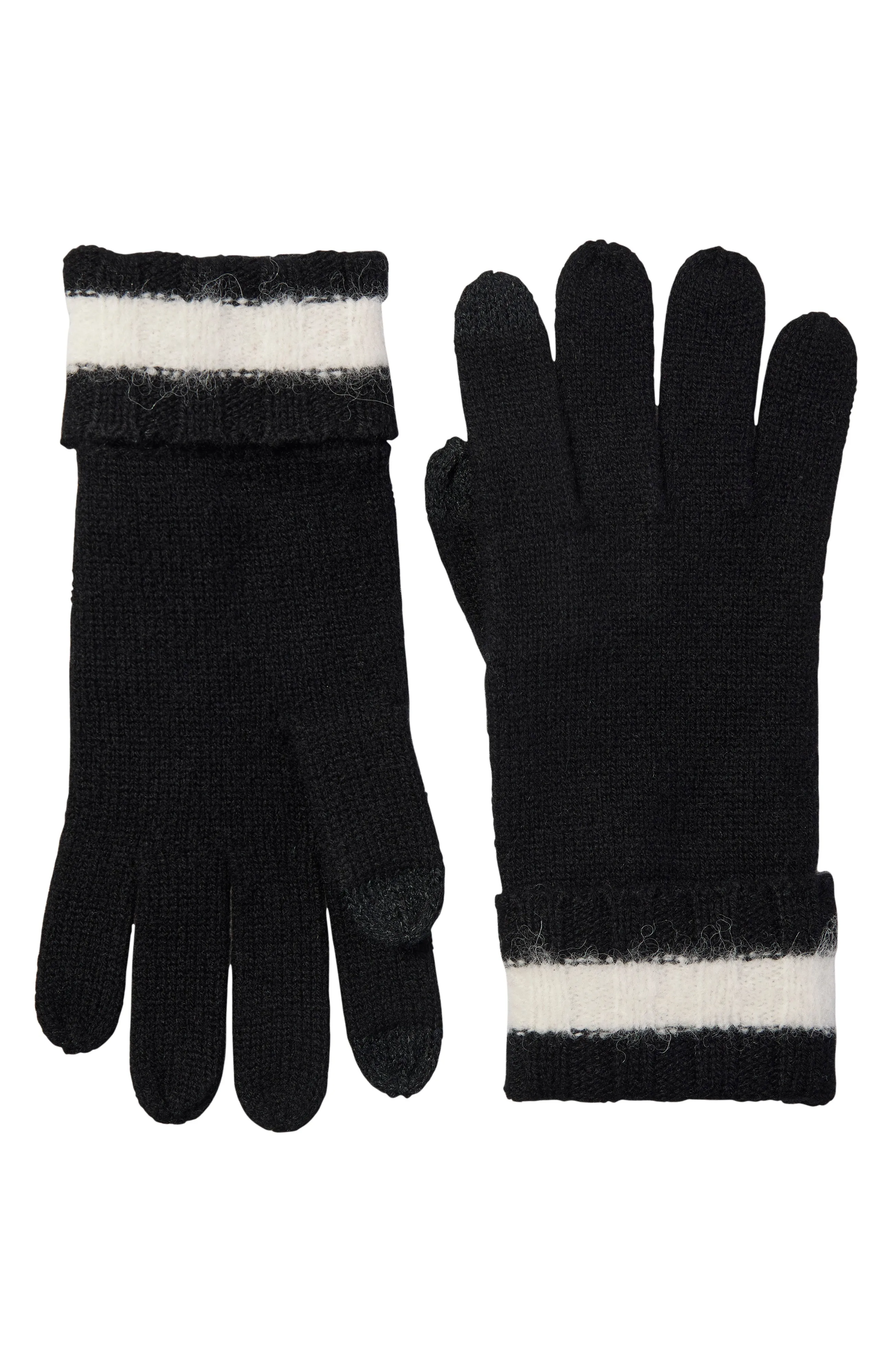 CASHMERE RIB CUFF WITH FUZZY STRIPE GLOVE