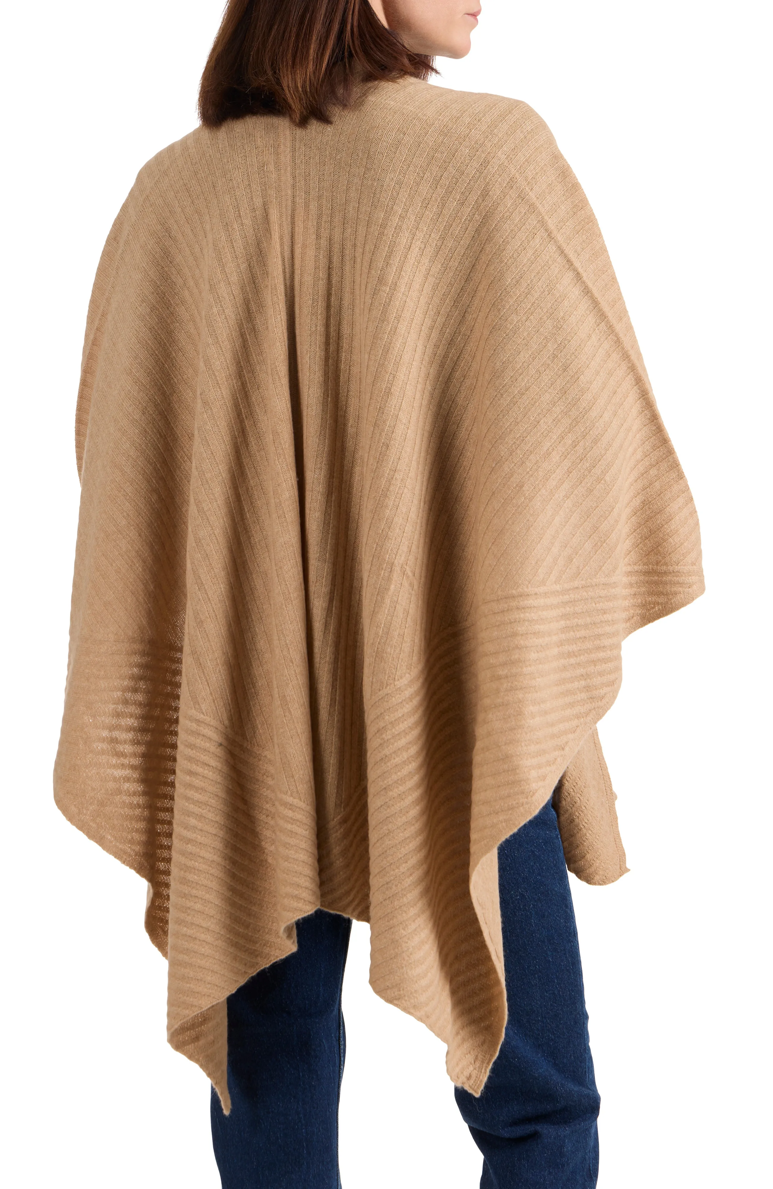 CASHMERE TRAVELING RIB CAPE