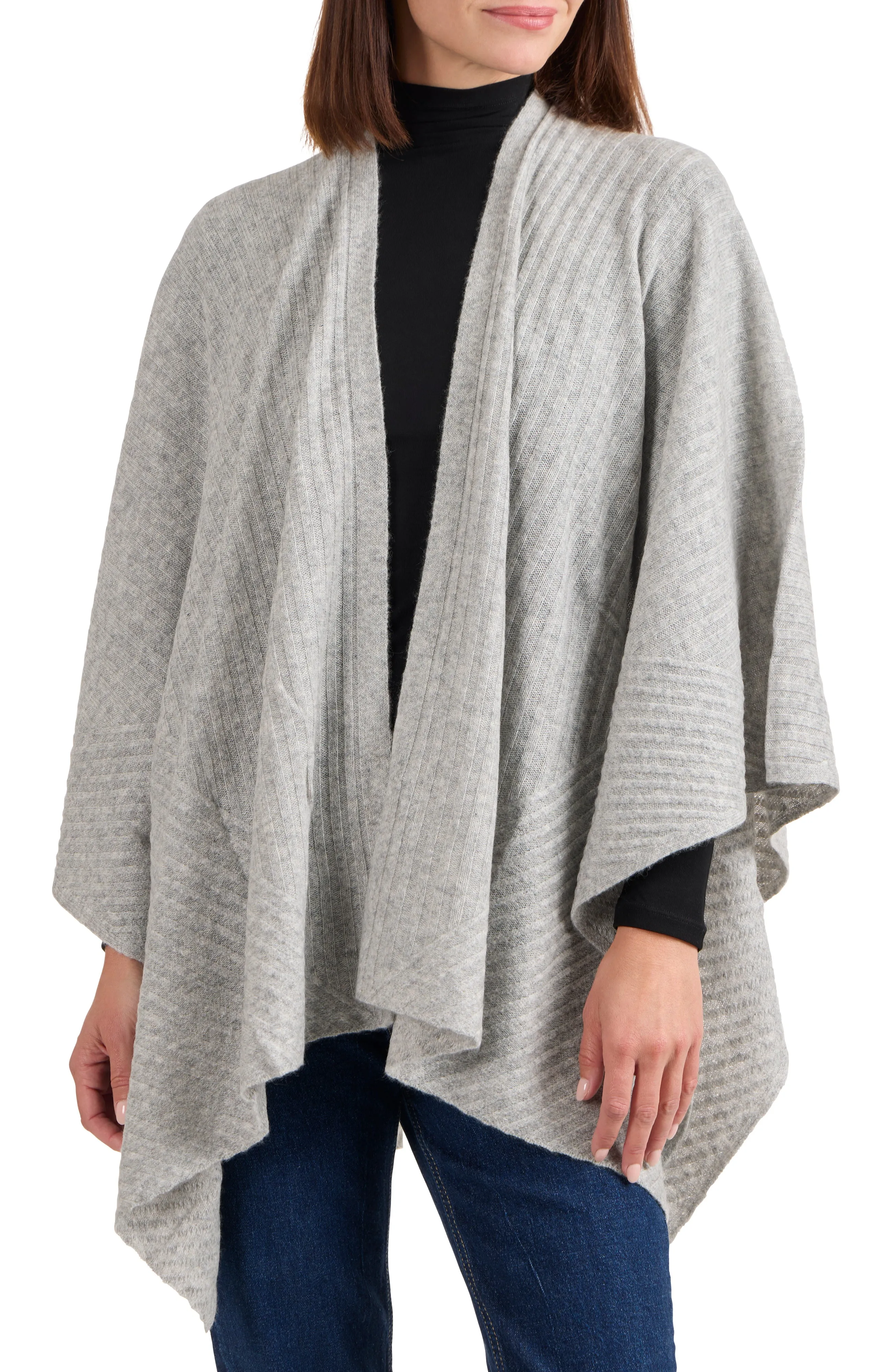 CASHMERE TRAVELING RIB CAPE