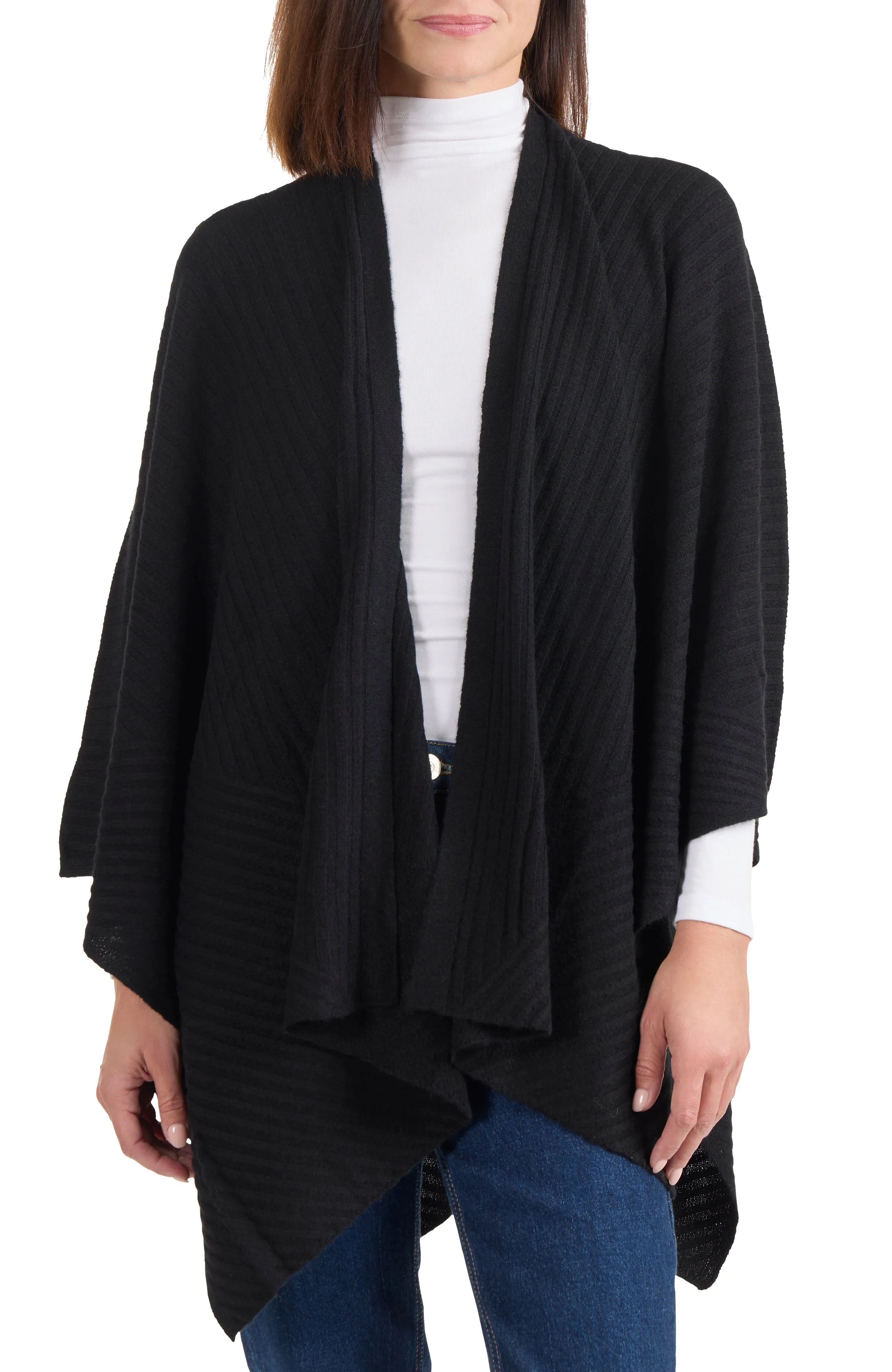 CASHMERE TRAVELING RIB CAPE