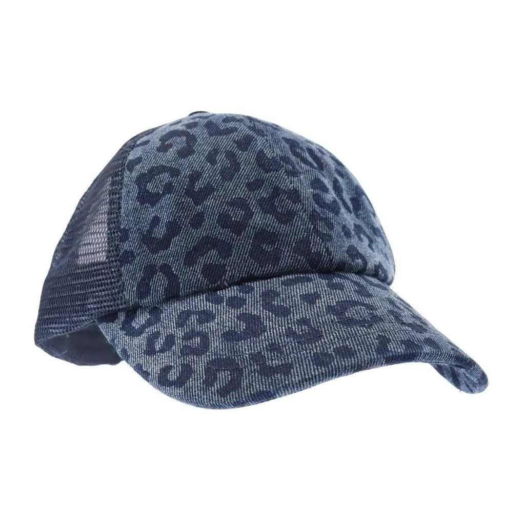 CC Beanie Leopard Crisscross Ladies High Ponytail Hat
