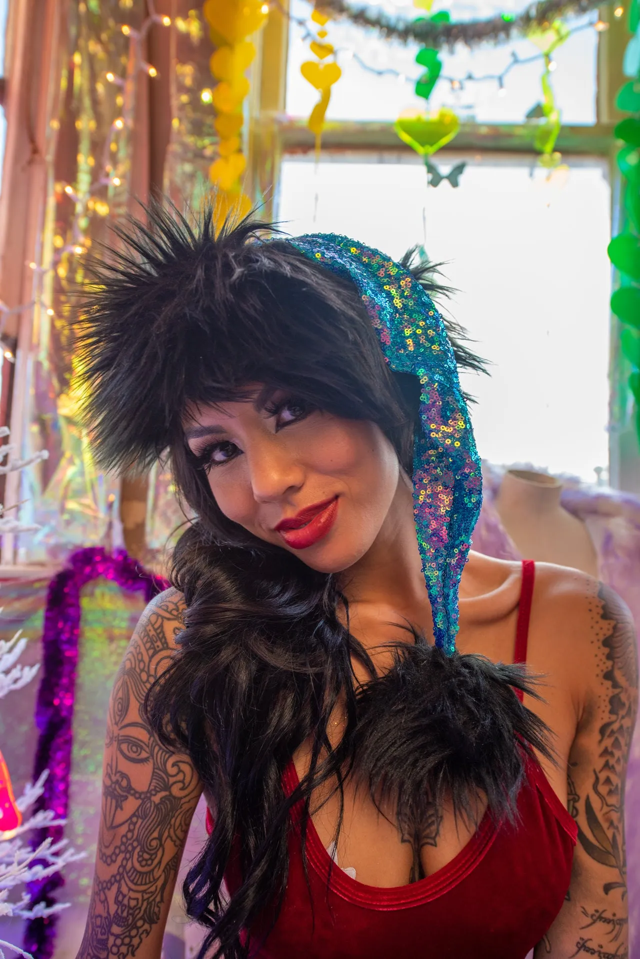 CH333 - Holographic Sequin Santa Hat