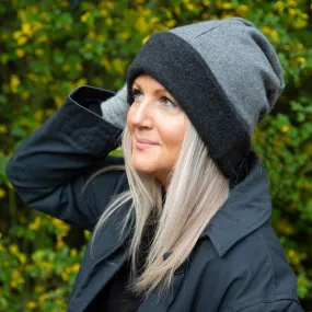 Charcoal Cashmere Slouched Beanie