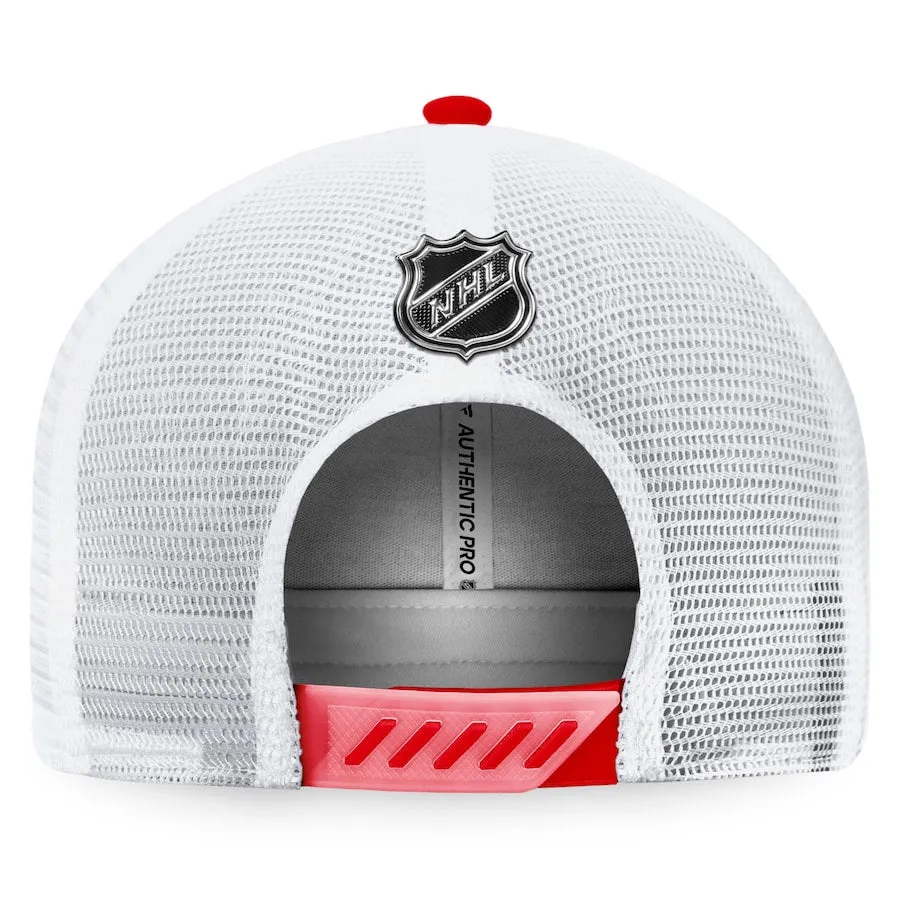 Chicago Blackhawks Fanatics Branded 2022 NHL Draft Authentic Pro On Stage Trucker Adjustable Hat - Black/White