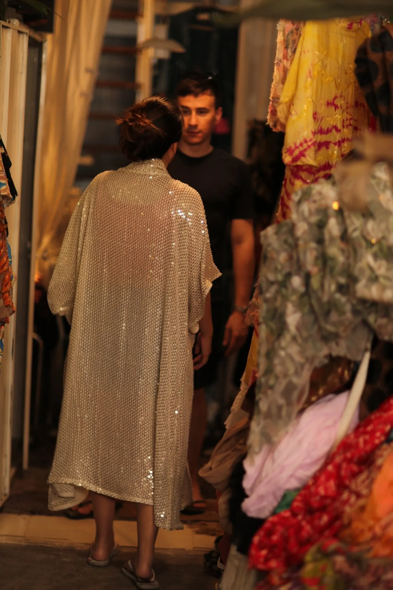 CHIFFON SILK SEQUIN EMBROIDERED KIMONO AENU