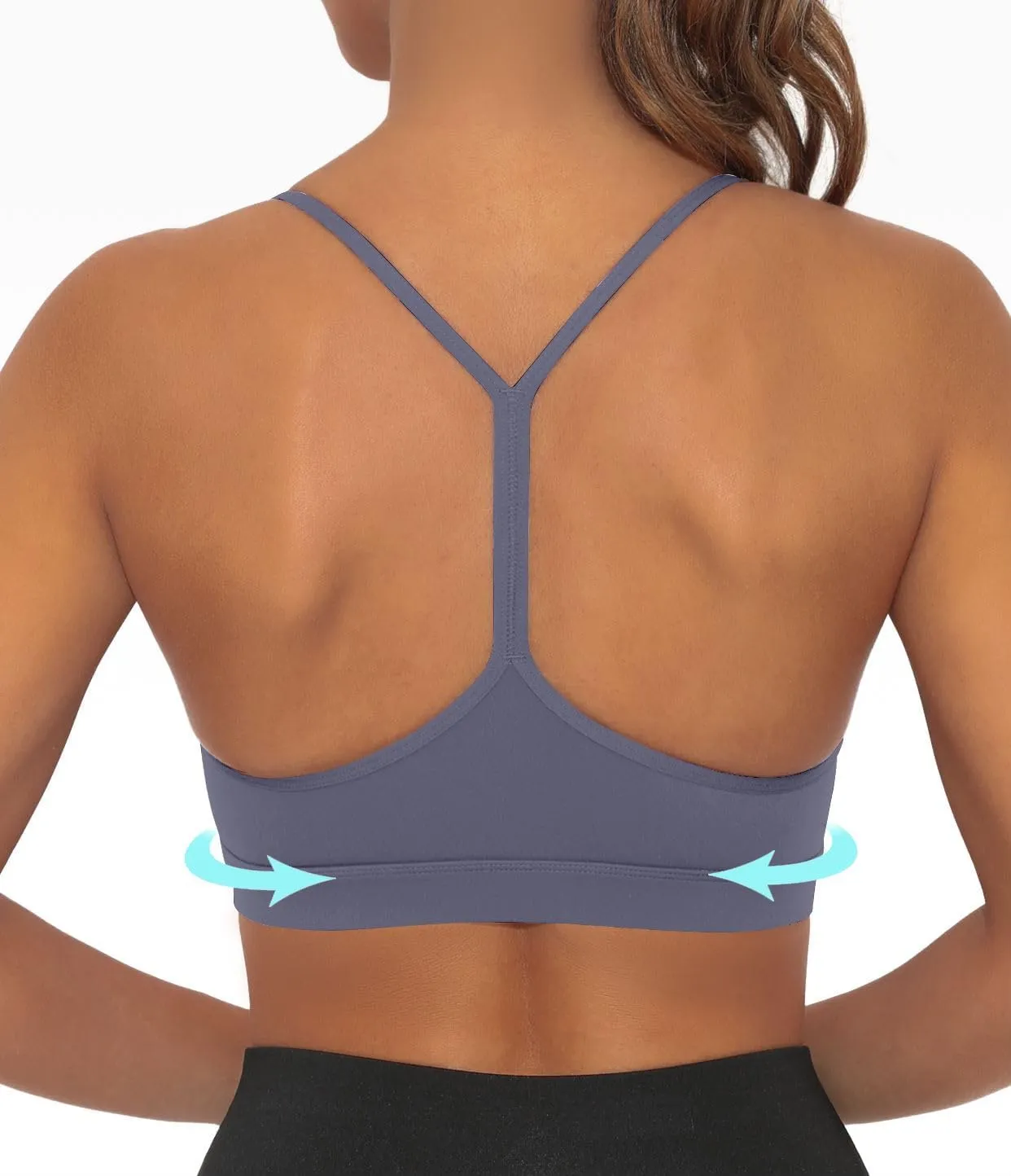 Comper Y Back Sports Bra for Women Low Impact Racerback Workout Bras Sexy Thin Straps Yoga Bras with Removable Pads