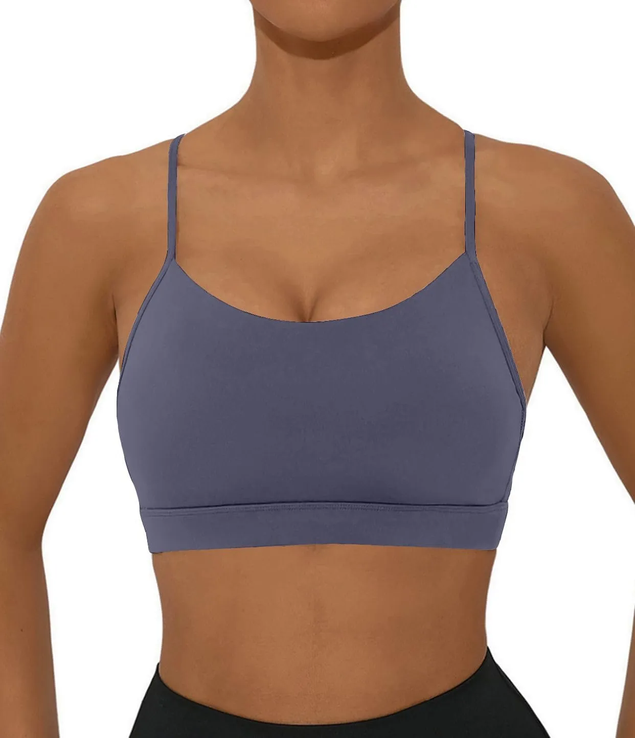 Comper Y Back Sports Bra for Women Low Impact Racerback Workout Bras Sexy Thin Straps Yoga Bras with Removable Pads