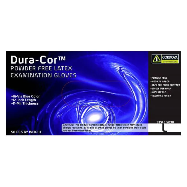 Cordova Dura-Cor 12" Cuff Blue Latex (14 mil) | Case of 500