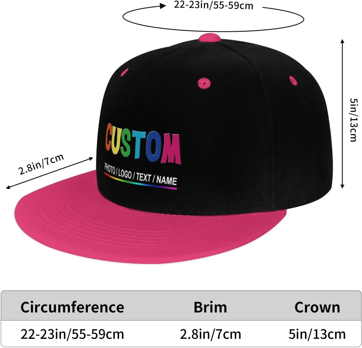 Custom Snapback Hats for Men Personalized Hip Hop Flat Bill Brim Baseball Cap Add Your Own Text Photo Logo