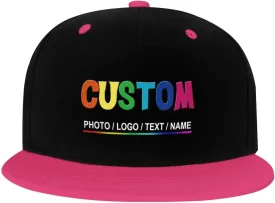 Custom Snapback Hats for Men Personalized Hip Hop Flat Bill Brim Baseball Cap Add Your Own Text Photo Logo