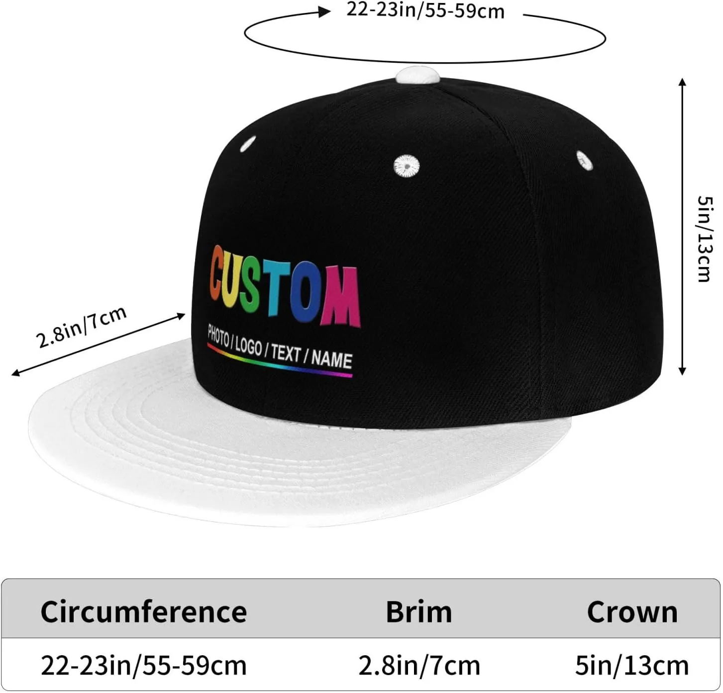 Custom Snapback Hats for Men Personalized Hip Hop Flat Bill Brim Baseball Cap Add Your Own Text Photo Logo
