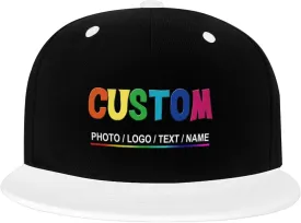 Custom Snapback Hats for Men Personalized Hip Hop Flat Bill Brim Baseball Cap Add Your Own Text Photo Logo