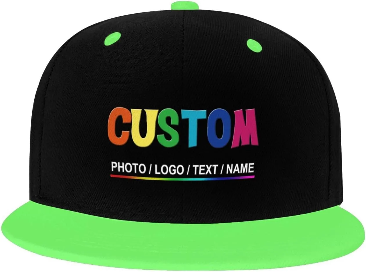 Custom Snapback Hats for Men Personalized Hip Hop Flat Bill Brim Baseball Cap Add Your Own Text Photo Logo