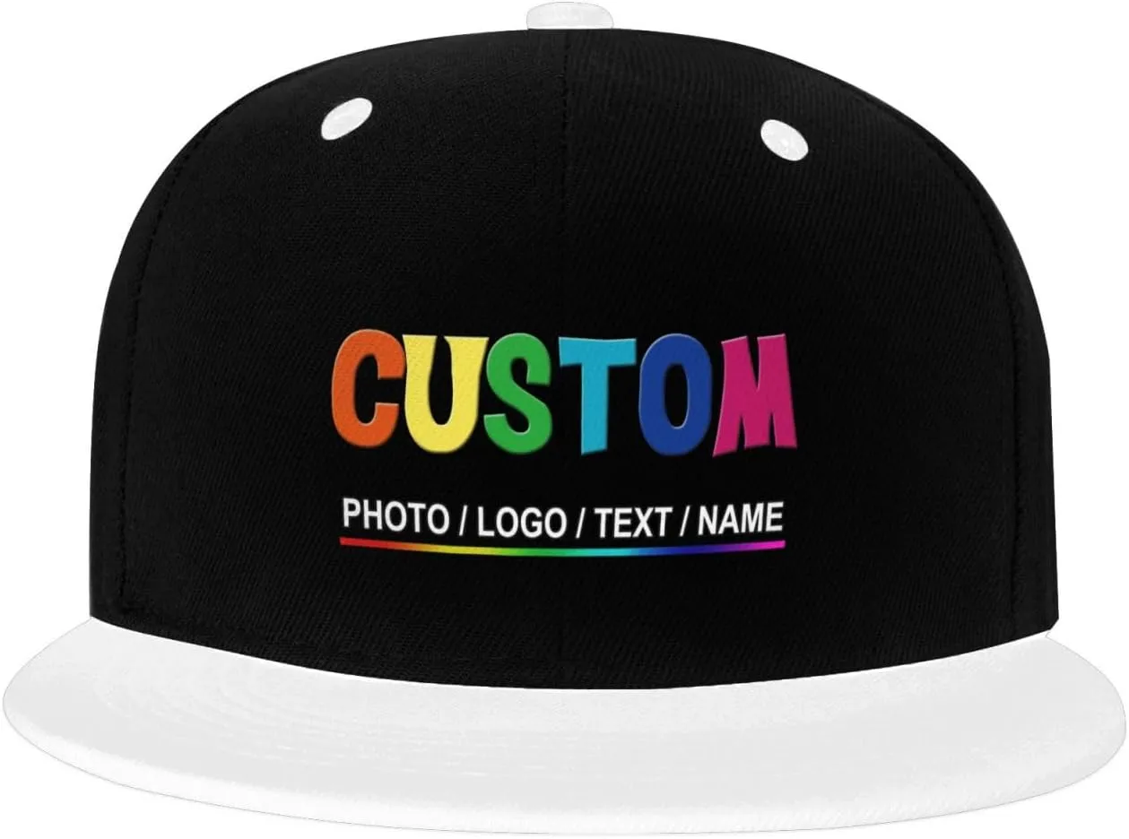 Custom Snapback Hats for Men Personalized Hip Hop Flat Bill Brim Baseball Cap Add Your Own Text Photo Logo