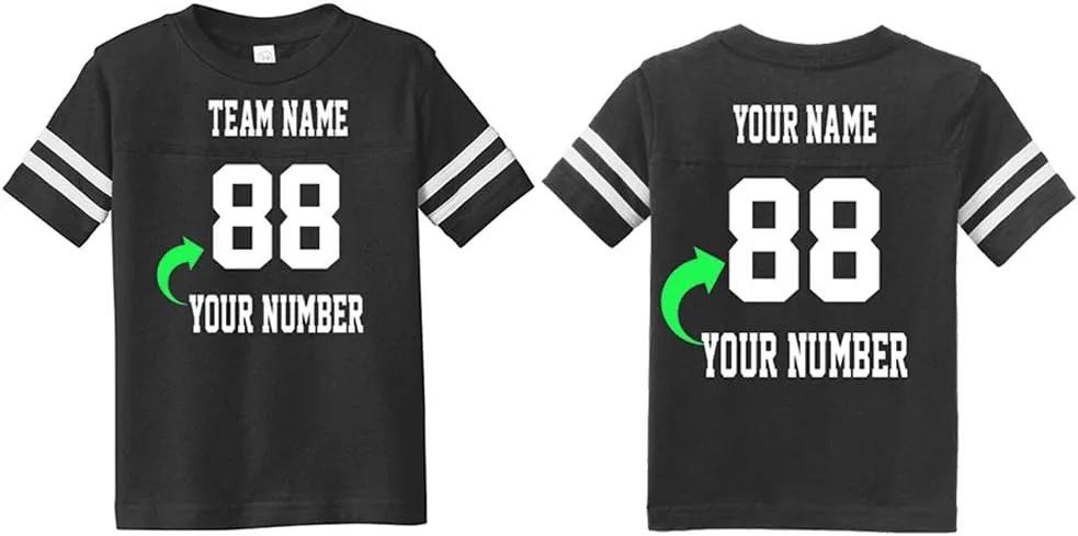 Customized Toddler Jersey Personalized with Your Name and Team Number (Black Solid, 1T)