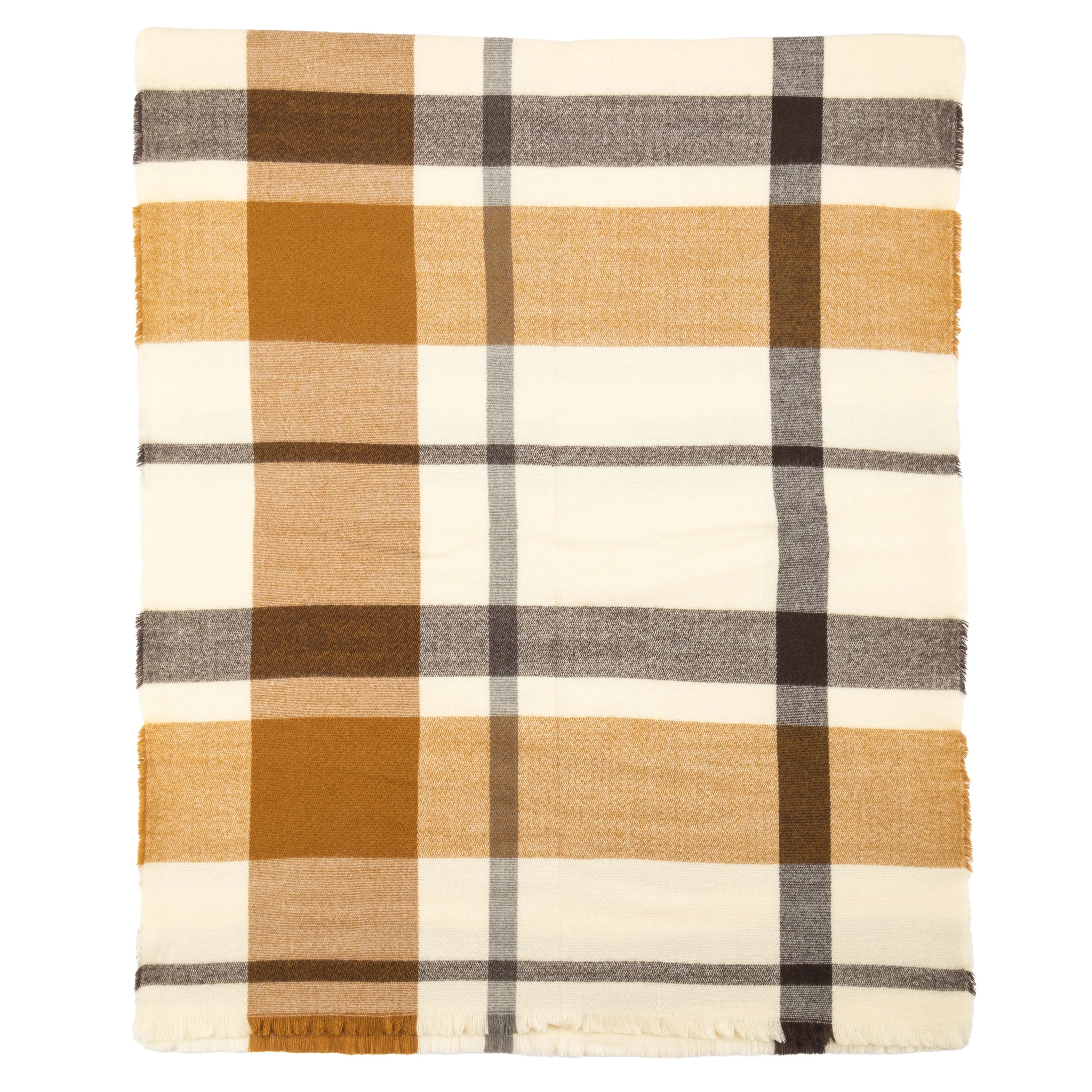 Dakota - Women's Woven Plaid Scarf W/ Raw Edges