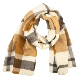 Dakota - Women's Woven Plaid Scarf W/ Raw Edges