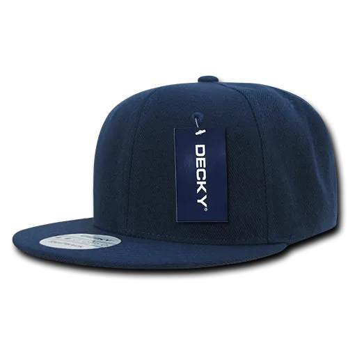 Decky 350 - Blank Snapback Hat, 6 Panel Flat Bill Cap