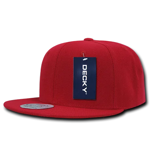Decky 350 - Blank Snapback Hat, 6 Panel Flat Bill Cap