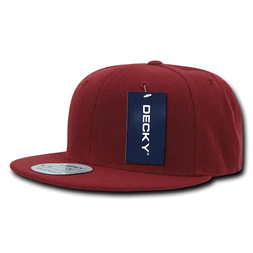 Decky 350 - Blank Snapback Hat, 6 Panel Flat Bill Cap