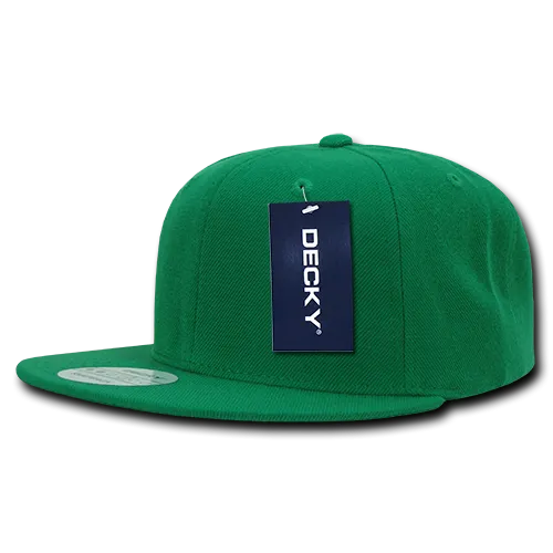 Decky 350 - Blank Snapback Hat, 6 Panel Flat Bill Cap