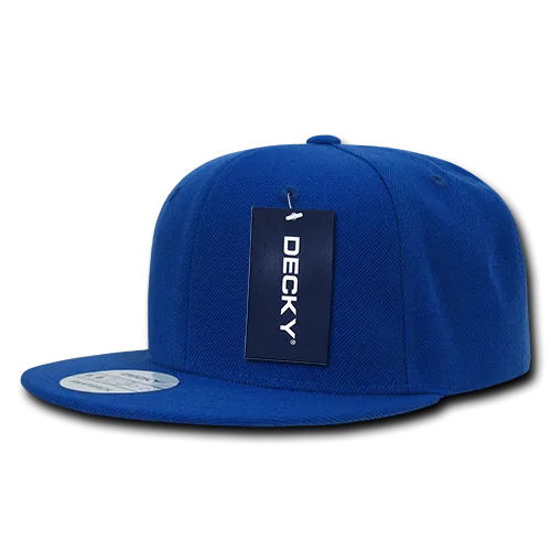 Decky 350 - Blank Snapback Hat, 6 Panel Flat Bill Cap