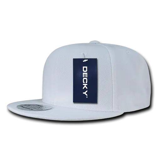 Decky 350 - Blank Snapback Hat, 6 Panel Flat Bill Cap